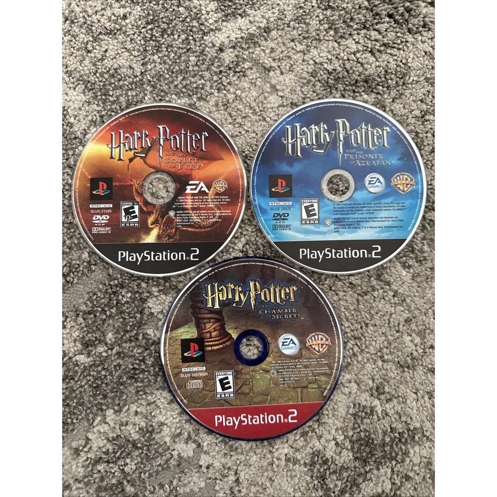 PS2 Lot 3 Games Harry Potter Goblet of Fire/Chamber Of Secrets/Azkaban Disc Only